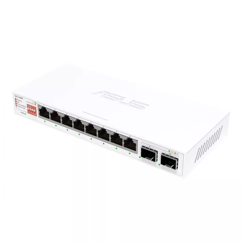 Switch Ethernet unmanaged ASUS QG-U1080 — 8 × porte 2,5G RJ-45, MAC 16K, bianco, 12V