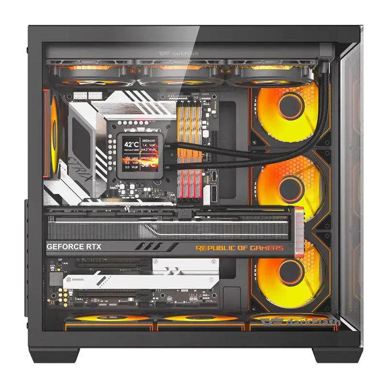 Case per computer Darkflash C280 (nero) con 7 ventole preinstallate