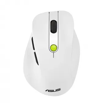 Mouse ASUS MD105 /VT-GN — per destrimani RF wireless + Bluetooth, 2400 DPI, rotella di scorrimento, a batteria, bianco/verde