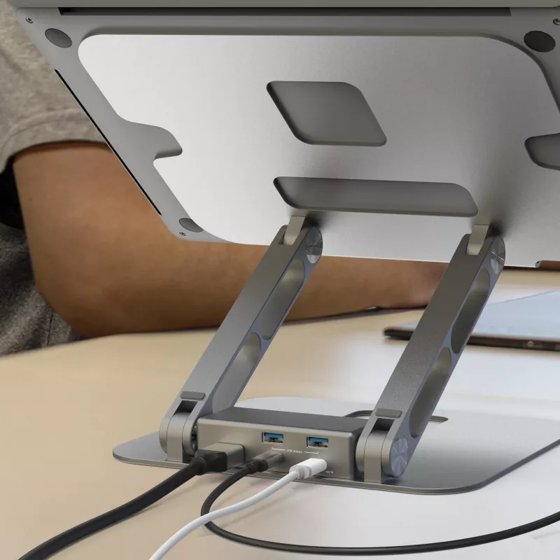 j5create JTS327 supporto dock multi-angolo 4K, supporto per laptop, grigio, alluminio, 40,6 cm (16