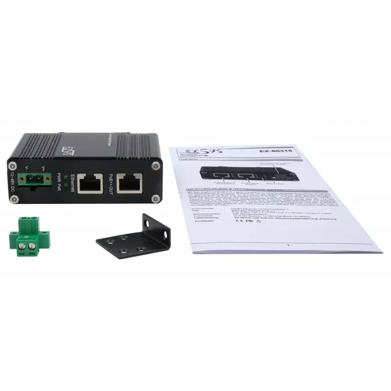 Injector PoE++ Gigabit EXSYS 90W da -40°C a +80°C