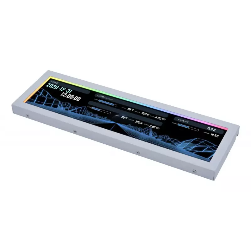 Pannello display Lian Li SM088W — display per case universale, bianco, 237×73×13 mm, ingresso 5 V