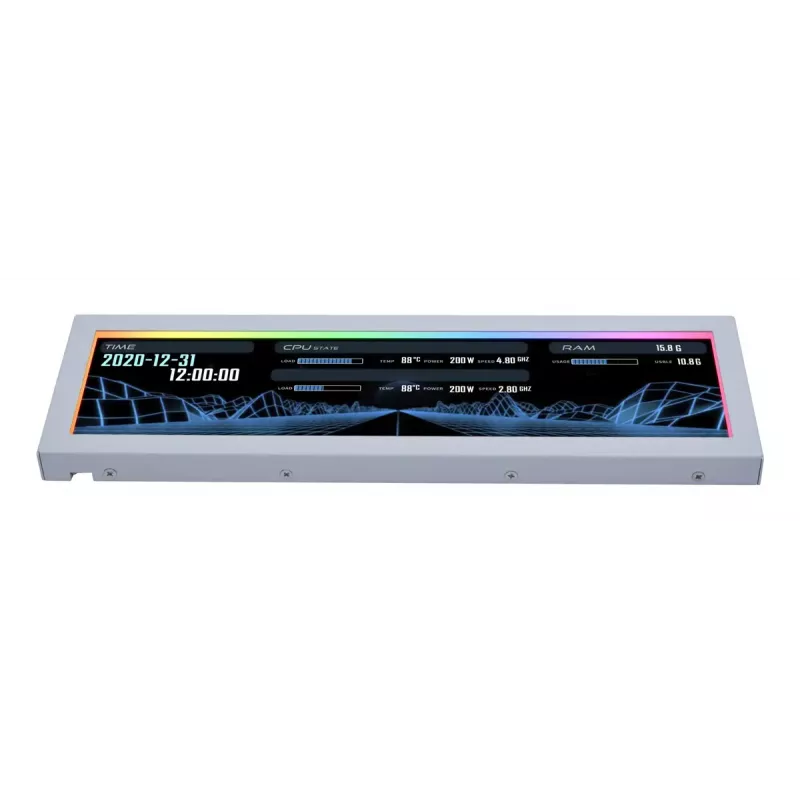 Pannello display Lian Li SM088W — display per case universale, bianco, 237×73×13 mm, ingresso 5 V