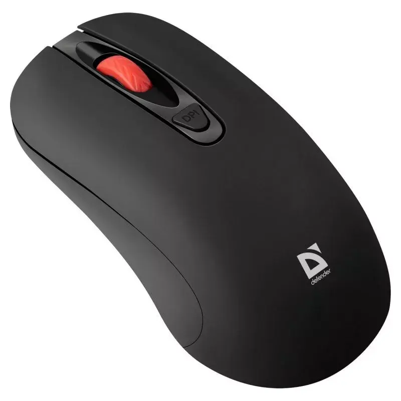 Mouse ottico wireless RF Silent DEFENDER Nexus MS-195 — 1600 DPI, 2,4 GHz, Nano-USB, ambidestro, 2×AAA, nero