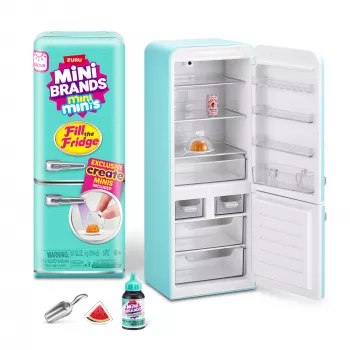 Set di gioco Zuru Mini Brands Mini Minis Fill the Fridge Playset — accessori frigorifero in miniatura con alimenti da collezione