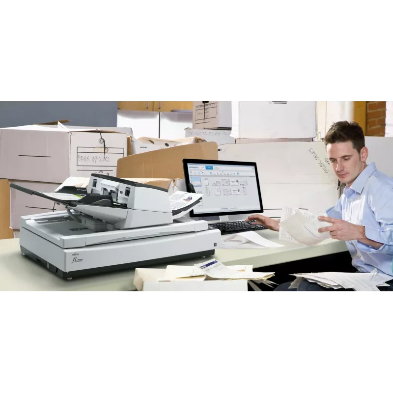 Scanner piano e ADF Ricoh fi-7700S 600 x 600 DPI A3 nero, bianco