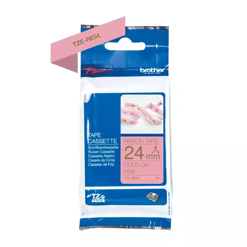 Nastro per etichettatrice Brother TZE-RE54 oro su rosa