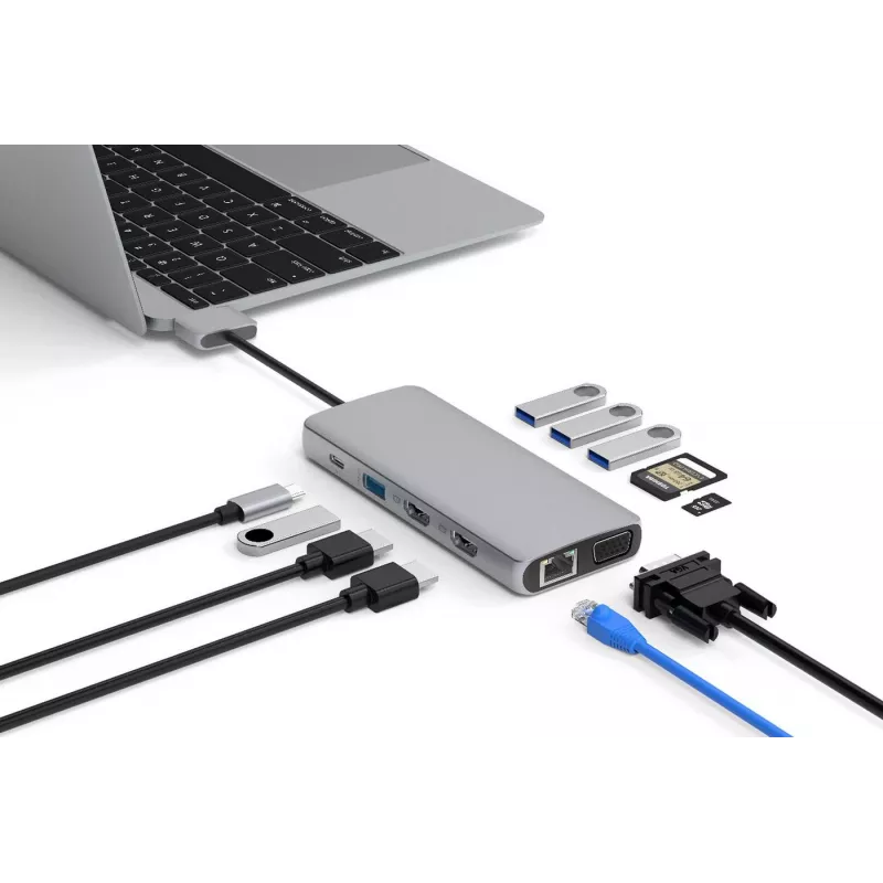 eSTUFF ES623010 Hub di interfacce USB 3.2 Gen 1 (3.1 Gen 1) Type-C 5000 Mbit/s Alluminio