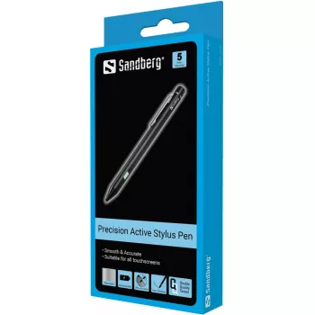 Sandberg Precision Active Stylus Pen, telefono cellulare/smartphone, compatibilità marca: qualsiasi, nero, alluminio, rame, integrato, litio-ione (Li-Ion)