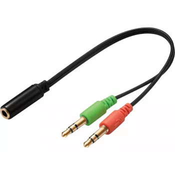 Sandberg adattatore headset (mobile) PC, 2 x 3,5 mm, connettore maschio, 3,5 mm, connettore femmina, nero