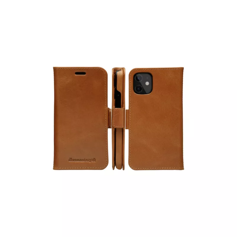 Wallet Case dbramante1928 Lynge per iPhone 12 mini (5,4 pollici) – tan, 3 vani per carte, supporto da tavolo