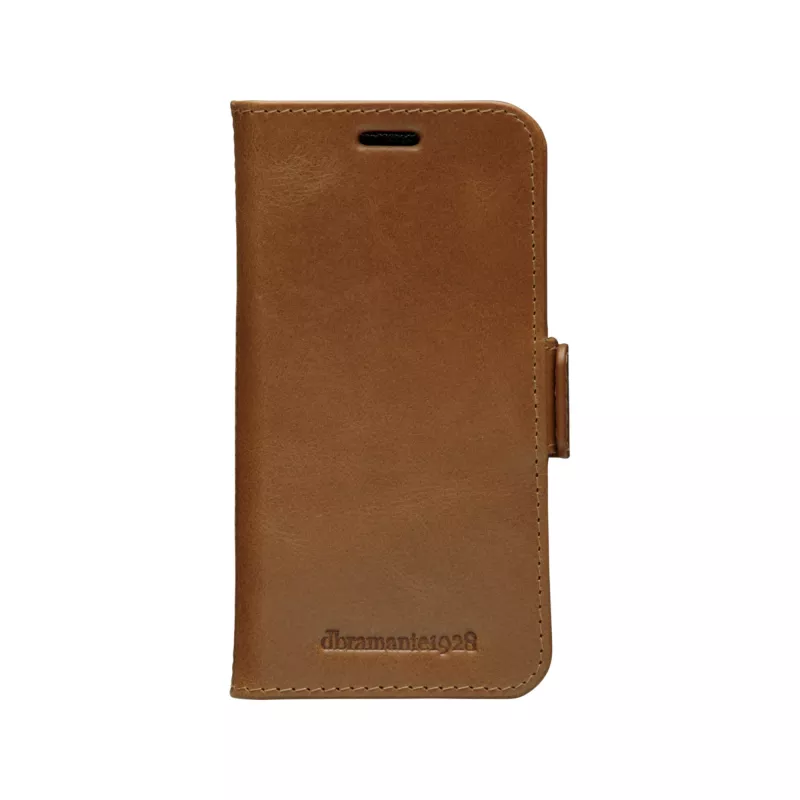 Wallet Case dbramante1928 Lynge per iPhone 12 mini (5,4 pollici) – tan, 3 vani per carte, supporto da tavolo