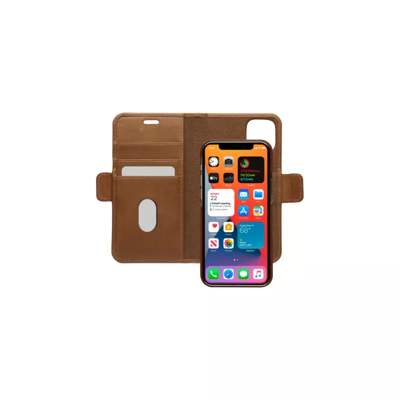 Wallet Case dbramante1928 Lynge per iPhone 12 mini (5,4 pollici) – tan, 3 vani per carte, supporto da tavolo