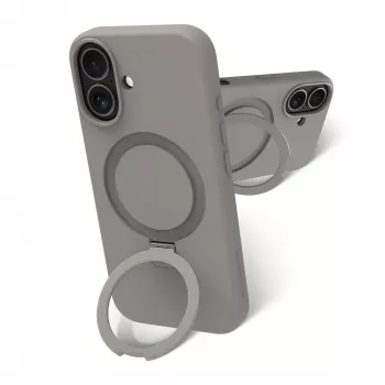 Custodia per cellulare dbramante1928 Roskilde MS Kick ICON per Apple iPhone 17, grigio monocromatico, supporto da tavolo