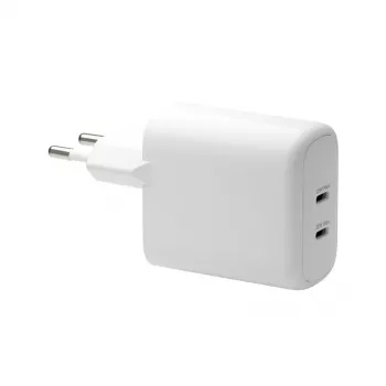 Caricabatterie da parete dbramante re-charge Pro — 2× USB-C 25W, 110–240V, Bianco