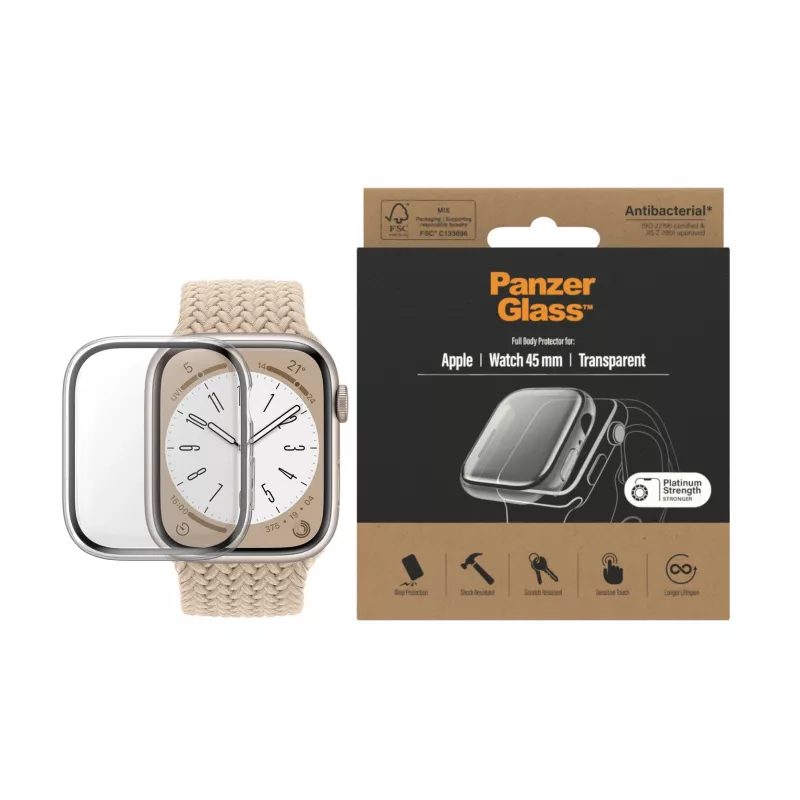 PanzerGlass Pellicola protettiva Full Body per Apple Watch Series 9/8/7 45 mm, trasparente (3659)