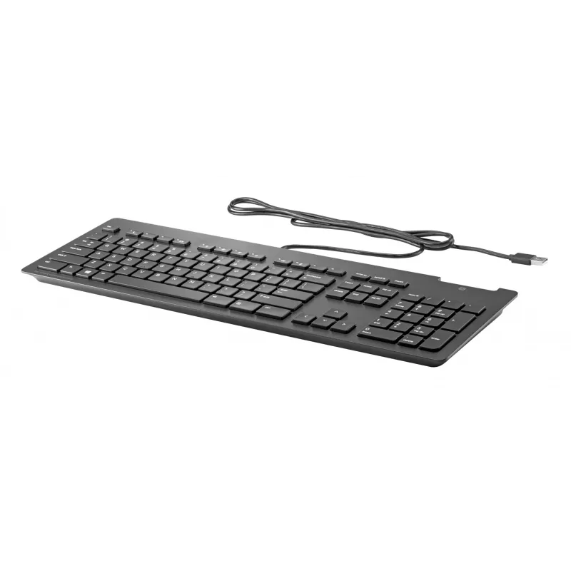Tastiera USB full-size con filo HP sottile v2 SmCard — QWERTY, cavo 1,8 m, nero