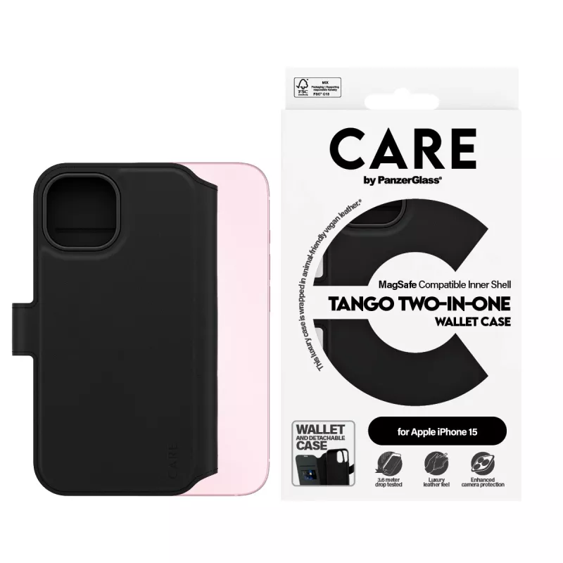PanzerGlass CARE™ by ® Tango custodia portafoglio 2-in-1 compatibile MagSafe iPhone 15