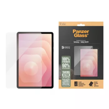 Pellicola protettiva display PanzerGlass per Samsung Galaxy Tab S11 — vetro temperato, PET, silicone, Ultra-Wide Fit, trasparente
