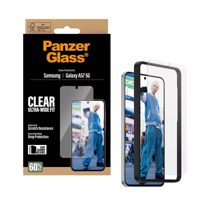 Protezione schermo PanzerGlass Ultra-Wide Fit per Samsung Galaxy A57 5G – chiaro, antigraffio
