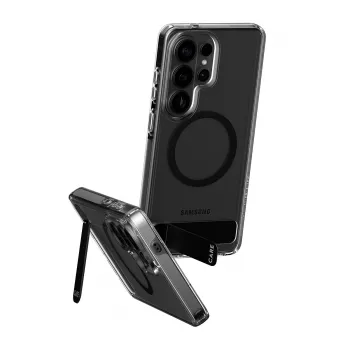 PanzerGlass CARE™ custodia Urban Explorer per Samsung Galaxy S26 Ultra — cover trasparente con kickstand nero e supporto Qi