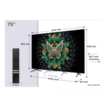 TV TCL C6K 75C6K 190,5 cm (75 pollici) 4K Ultra HD Smart TV Wi-Fi metallico