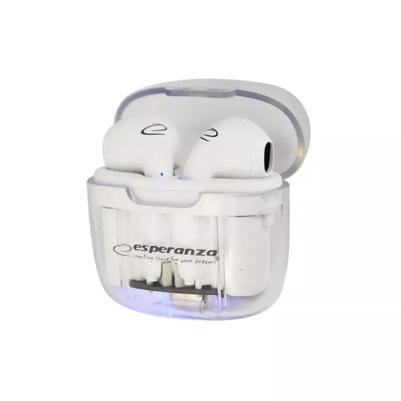 Auricolari in-ear wireless ESPERANZA EH237W — Bluetooth 5.3, controllo touch, batteria 3–4 h, bianco
