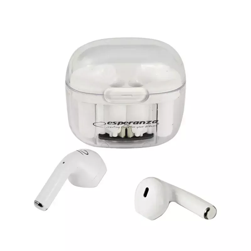 Auricolari in-ear wireless ESPERANZA EH237W — Bluetooth 5.3, controllo touch, batteria 3–4 h, bianco