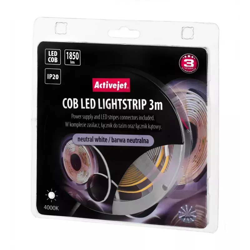 Striscia LED universale ActiveJet AJE-COB 3 m bianco neutro 1850 lm 19 W IP20