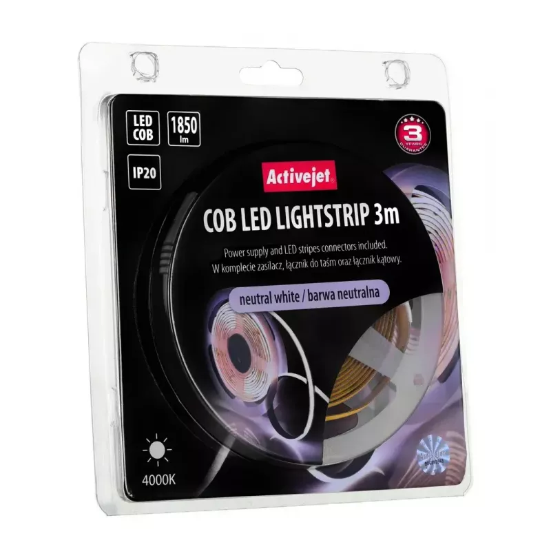 Striscia LED universale ActiveJet AJE-COB 3 m bianco neutro 1850 lm 19 W IP20