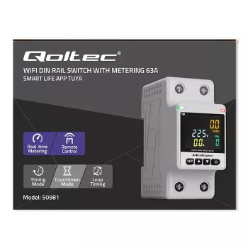 Contatore monofase di consumo energetico QOLTEC 50981 DIN35 230V 50Hz