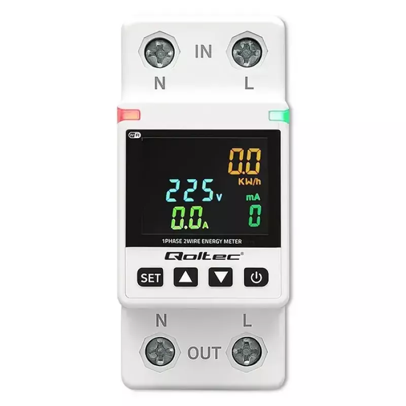 Contatore monofase di consumo energetico QOLTEC 50981 DIN35 230V 50Hz