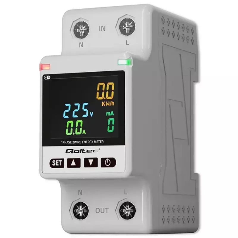 Contatore monofase di consumo energetico QOLTEC 50981 DIN35 230V 50Hz