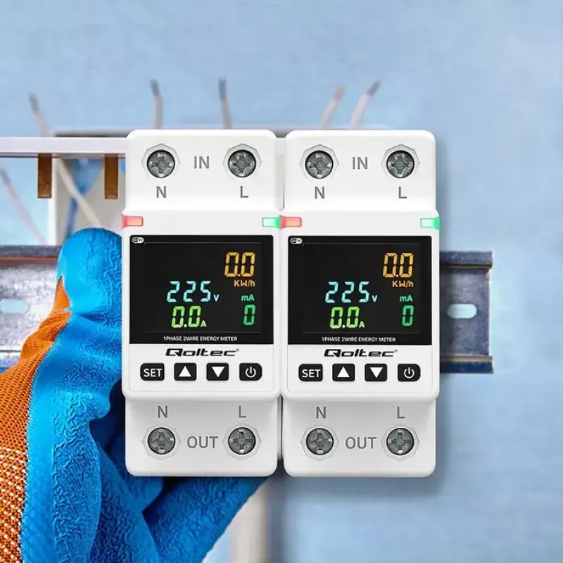 Contatore monofase di consumo energetico QOLTEC 50981 DIN35 230V 50Hz