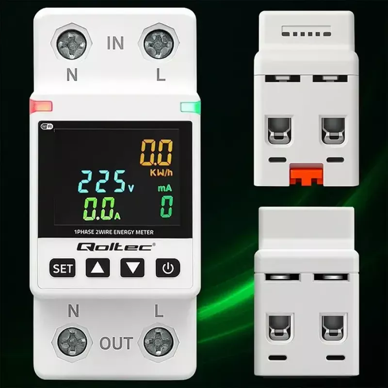 Contatore monofase di consumo energetico QOLTEC 50981 DIN35 230V 50Hz