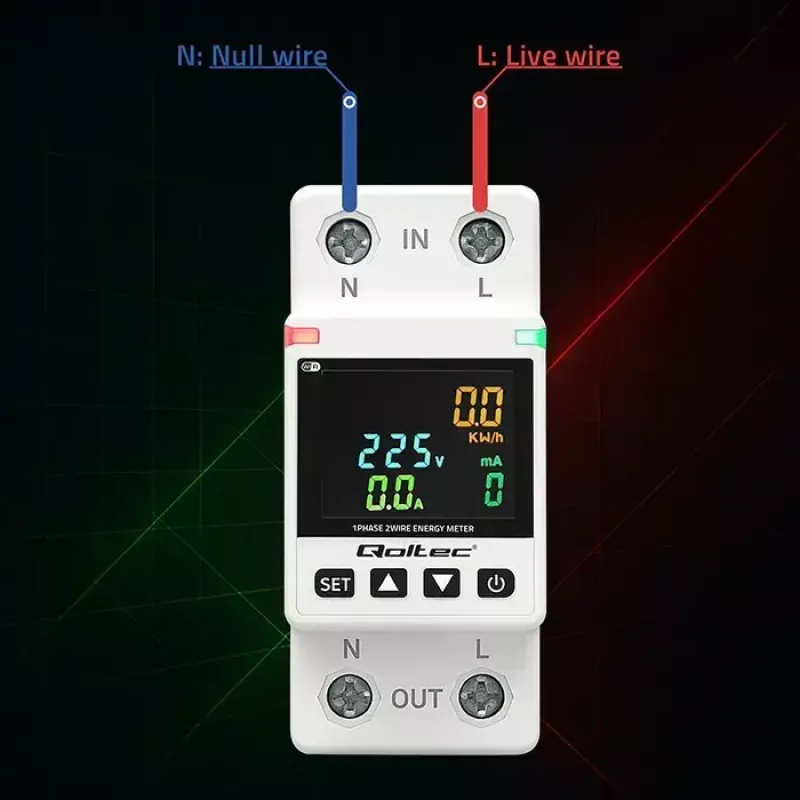 Contatore monofase di consumo energetico QOLTEC 50981 DIN35 230V 50Hz
