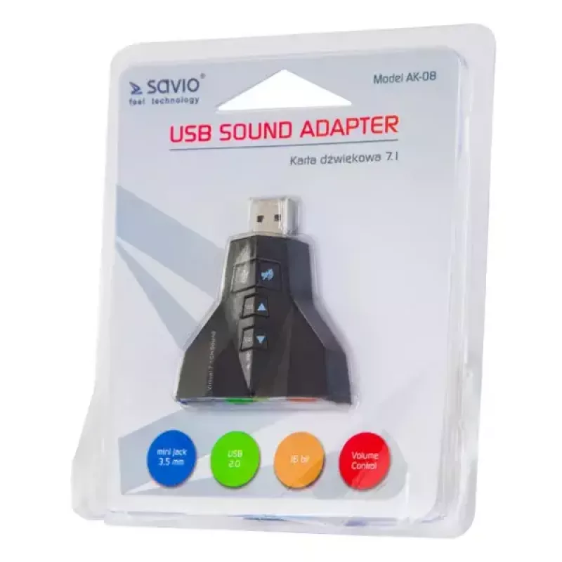 Scheda audio Savio AK-08 USB 2.0 7.1 interfaccia