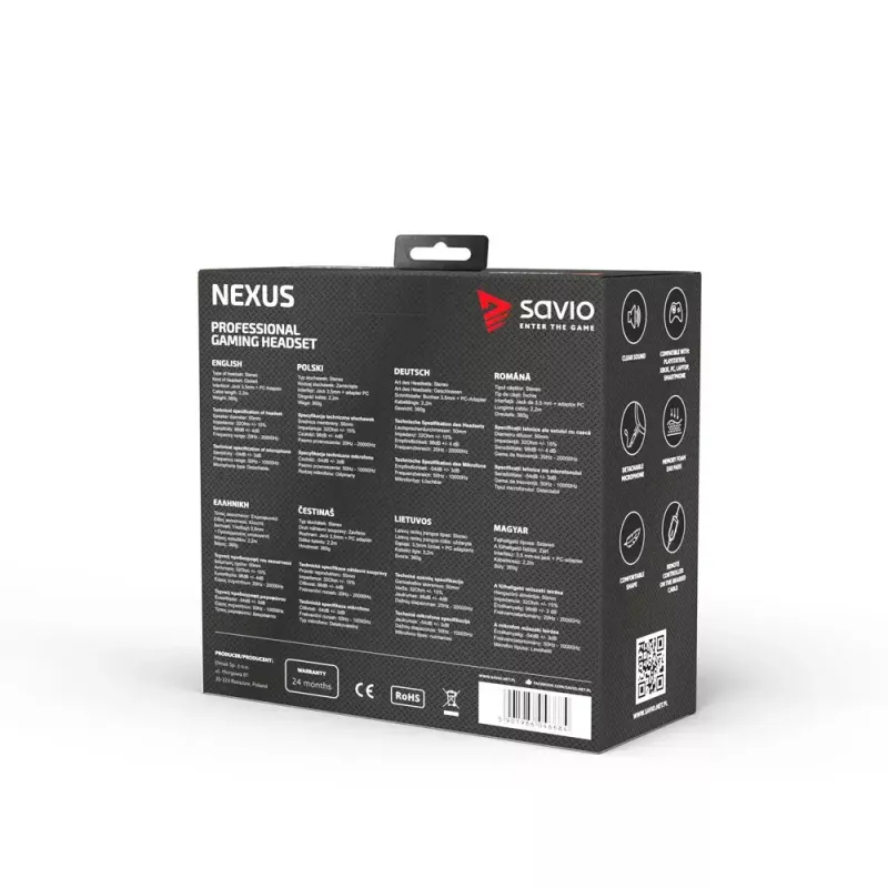 Headset Savio NEXUS headset gaming con filo nero