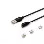 Cavo USB 2.0 SAVIO CL-155, USB A a USB-C / Micro-USB B / Lightning intercambiabile, 2 m, nero
