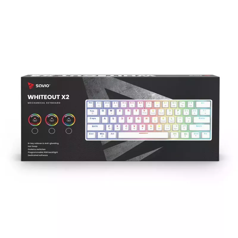 Tastiera gaming Savio WHITEOUT X2 RED USB QWERTY meccanica 61 tasti