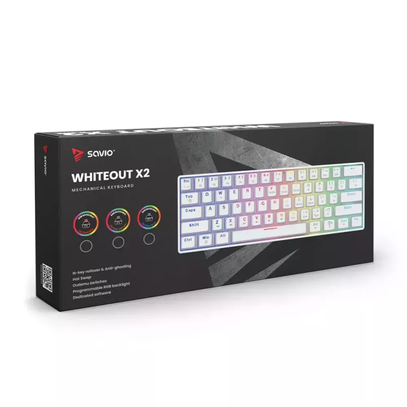 Tastiera gaming Savio WHITEOUT X2 RED USB QWERTY meccanica 61 tasti