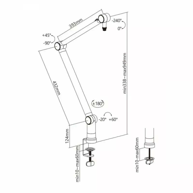 Maclean MC-898 Supporto per microfono a braccio, max 1 kg