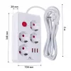 Ciabatta MACLEAN MCE393 W — 4 prese + 3×USB, 110–240V, 2,1A USB, 2500W, 3 m, bianco