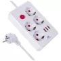 Ciabatta MACLEAN MCE393 W — 4 prese + 3×USB, 110–240V, 2,1A USB, 2500W, 3 m, bianco
