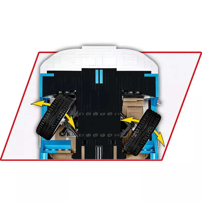 Giocattolo da costruzione Cobi Volkswagen T2b Bus, azzurro/bianco, scala 1:12