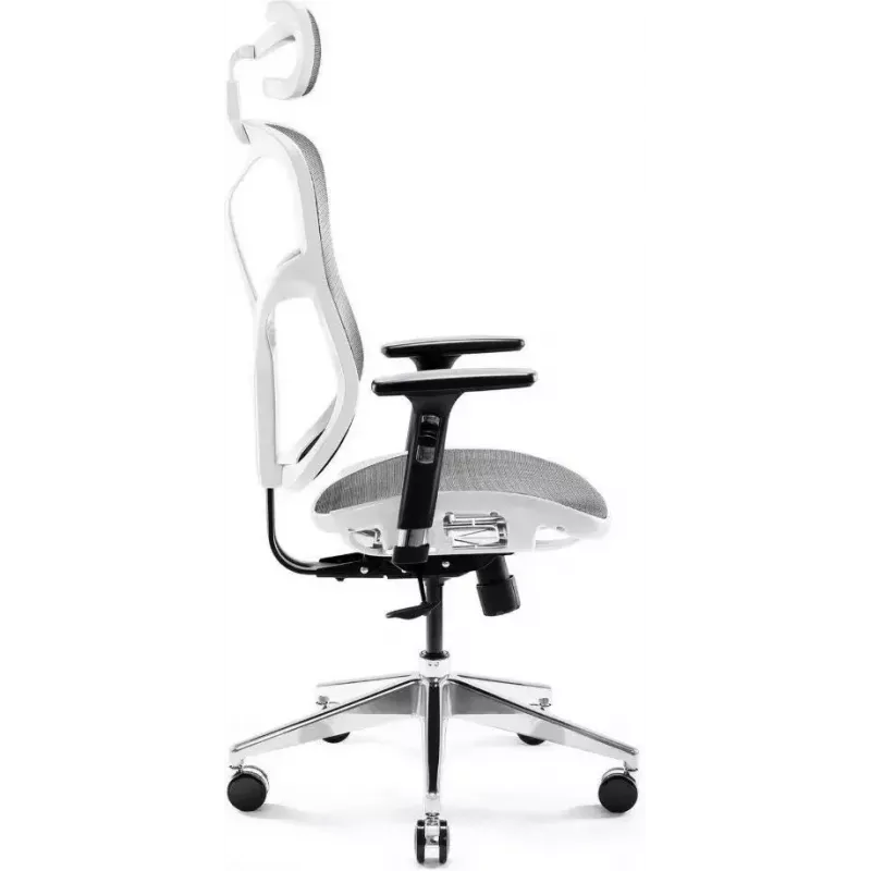 Sedia da ufficio ergonomica Diablo Chairs V-Basic bianco-grigio – altezza e inclinazione regolabili, braccioli, supporto lombare