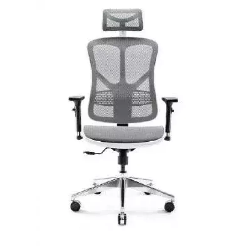 Sedia da ufficio ergonomica Diablo Chairs V-Basic bianco-grigio – altezza e inclinazione regolabili, braccioli, supporto lombare