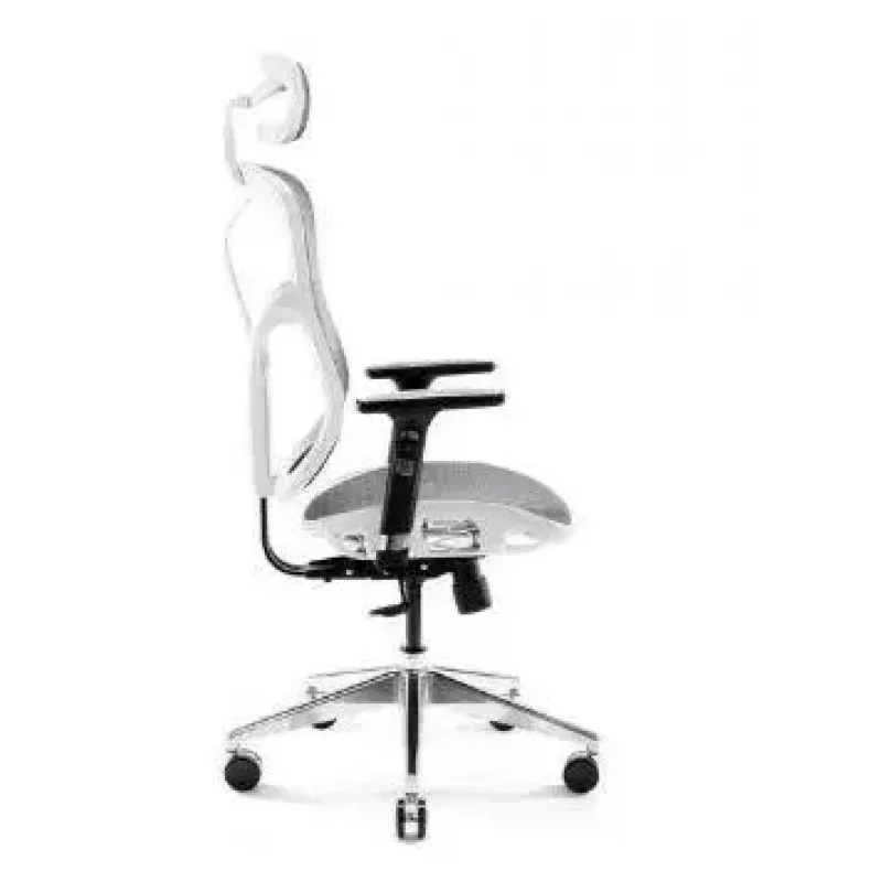 Sedia da ufficio ergonomica Diablo Chairs V-Basic bianco-grigio – altezza e inclinazione regolabili, braccioli, supporto lombare