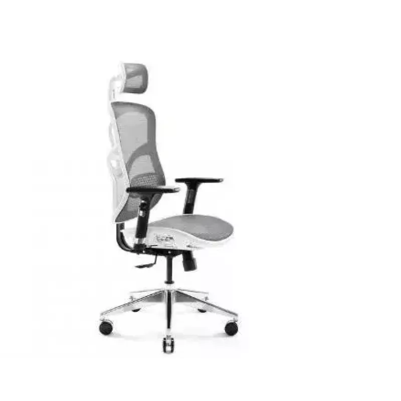 Sedia da ufficio ergonomica Diablo Chairs V-Basic bianco-grigio – altezza e inclinazione regolabili, braccioli, supporto lombare