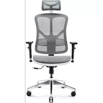 Sedia da ufficio ergonomica Diablo Chairs V-Basic bianco-grigio – altezza e inclinazione regolabili, braccioli, supporto lombare